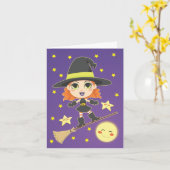 Fliegen-Hexe Karte (Gelbe Blume)