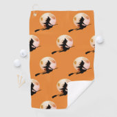 Fliegen-Hexe mit Vollmondmuster Golfhandtuch (Insitu)