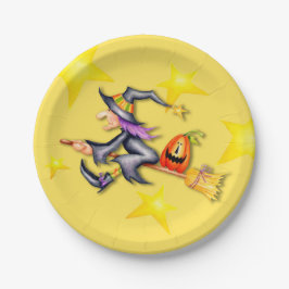 Fliegen-Hexe Pappteller