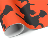 Fliegen-Hexe-Silhouette Geschenkpapier (Rolleneckpunkt)