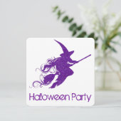 Fliegen-Hexe-Silhouette-Halloween-Party laden 2 Einladung (Stehend Vorderseite)