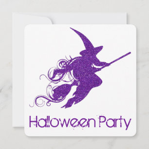 Fliegen-Hexe-Silhouette-Halloween-Party laden 2 Einladung