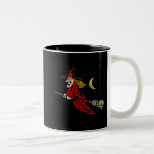 Fliegen-Hexe u. Mond Zweifarbige Tasse
