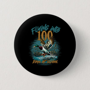 Fliegen in 100 Tage Schule Entenjagd 100. Button