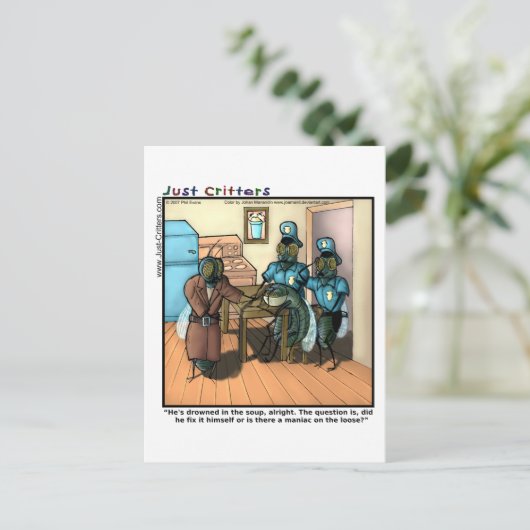 Fliegen in der Suppe Postkarte (Stehend Vorderseite)