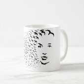 Fliegen-Krähen-oder Gesichts-optische Täuschung Kaffeetasse (VorderseiteRechts)