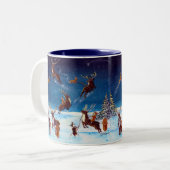 Fliegen-Lektionen Corgi und Ren-Tasse Zweifarbige Tasse (Vorderseite Links)