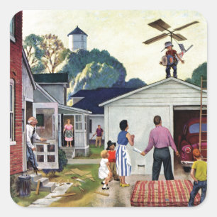 Fliegen lernen quadratischer aufkleber