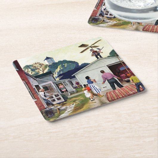 Fliegen lernen rechteckiger pappuntersetzer (angewinkelt)