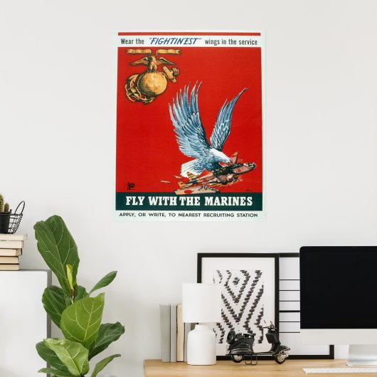Fliegen mit den Marinen Poster (Heimbüro)