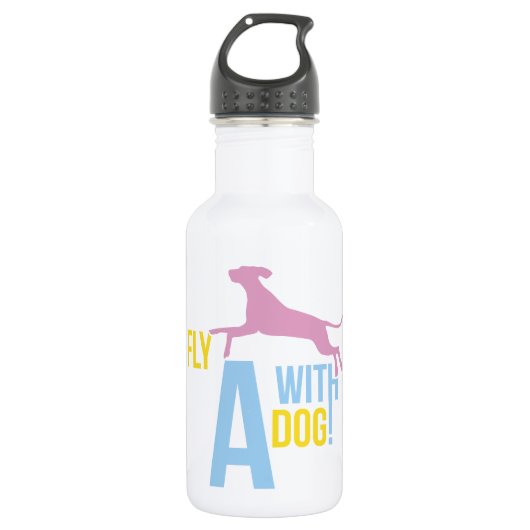 Fliegen mit einem Hund Trinkflasche (Vorderseite)