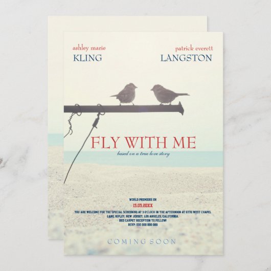 Fliegen mit mir - Einladung zur Hochzeit (Vorne/Hinten)