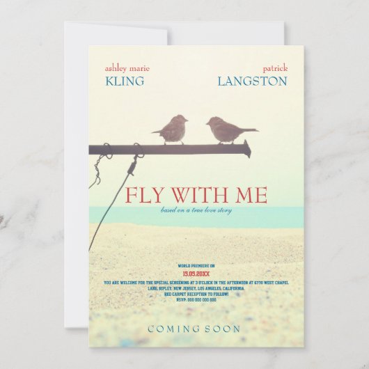 Fliegen mit mir - Einladung zur Hochzeit (Vorderseite)