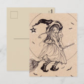 Fliegen mit mir kleine Hexenbroom zwischen Postkar Postkarte (Vorne/Hinten)