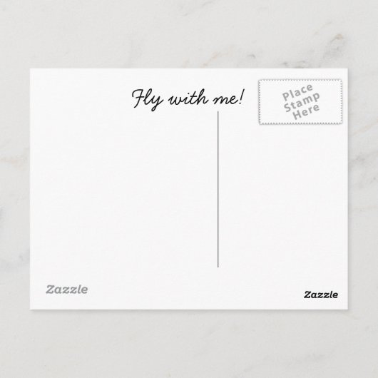 Fliegen mit mir postkarte (Rückseite)