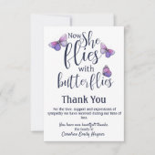 Fliegen mit Schmetterlingen Danke, Beerdigung Beil Dankeskarte (Vorderseite)