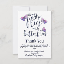 Fliegen mit Schmetterlingen Danke, Beerdigung Beil Dankeskarte