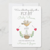 Fliegen mit Vogelnest-Laufwerk mit Babydusche Einladung (Vorderseite)