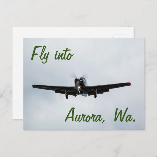 Fliegen nach Aurora, Washington Postkarte (Vorne/Hinten)