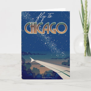 Fliegen nach Chicago Feiertagskarte