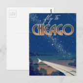 Fliegen nach Chicago Postkarte (Vorne/Hinten)