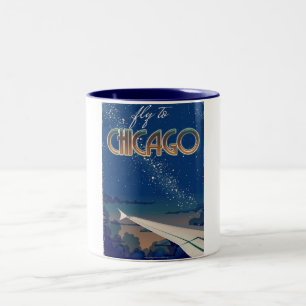Fliegen nach Chicago Zweifarbige Tasse