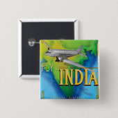 Fliegen nach Indien Button (Vorne & Hinten)