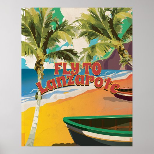Fliegen nach Lanzarote Vintage Poster (Vorne)