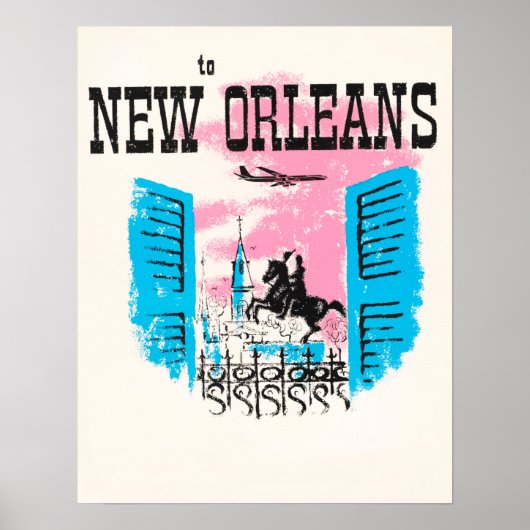 Fliegen nach NEW ORLEANS Louisiana City Vintag Air Poster (Vorne)
