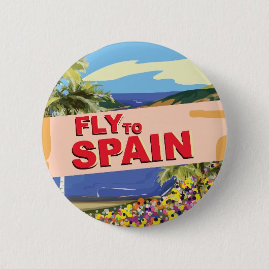 Fliegen nach Spanien Button (Vorderseite)