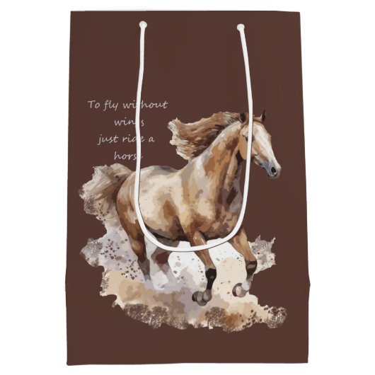 Fliegen ohne Flügel, nur Pferd fahren Mittlere Geschenktüte (Rückseite)