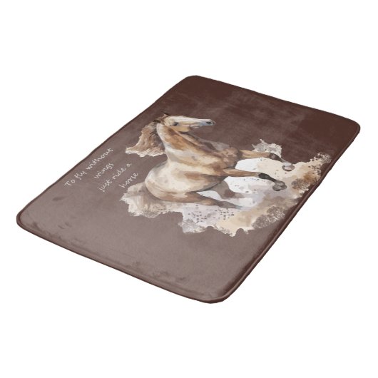 Fliegen ohne Flügel - Reiten mit Pferdegewohnheite Badematte (Schrägansicht)