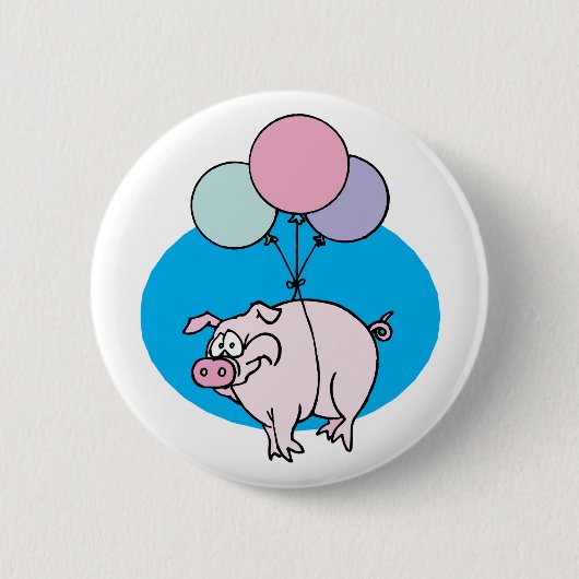 Fliegen-Party-Schwein Button (Vorderseite)