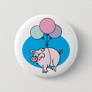 Fliegen-Party-Schwein Button