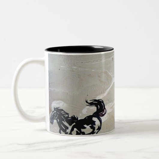 "Fliegen-Pferde " Zweifarbige Tasse (Links)