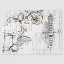 Fliegen-Pferdeskript-Digital-Collagen-Seidenpapier