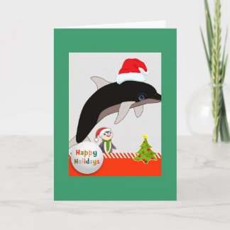 Fliegen-Sankt-Delphin-Weihnachtsgrußkarte Feiertagskarte