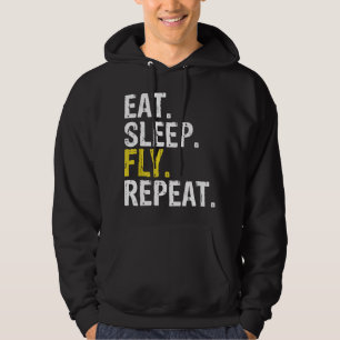 Fliegen Schlafen Fliegen Wiederholen Luftfahrt Pil Hoodie