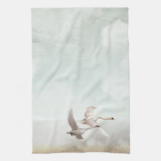 Fliegen-Schwäne Geschirrtuch