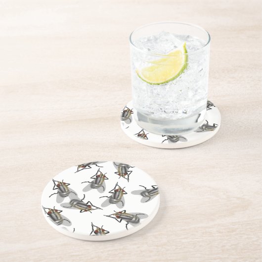 Fliegen-Schwarm Getränkeuntersetzer (Seite)