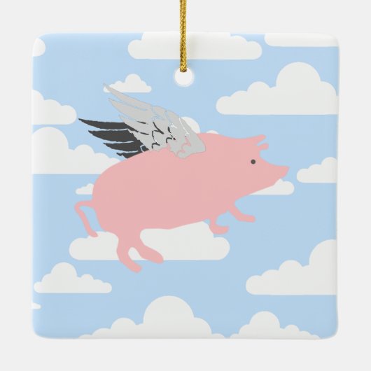 Fliegen-Schwein Keramikornament (Rückseite)