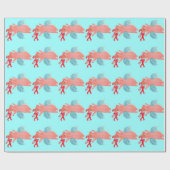 Fliegen-Schwein mit Zuckerstange, Weihnachtspapier Geschenkpapier (Flach)