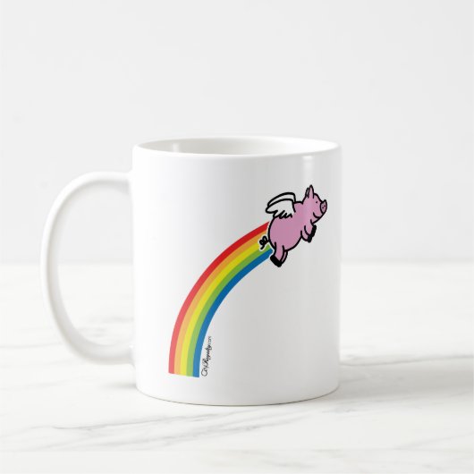 Fliegen-Schwein-Regenbogen Kaffeetasse (Links)