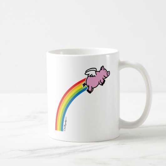 Fliegen-Schwein-Regenbogen Kaffeetasse (Rechts)
