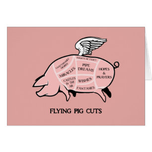 Fliegen-Schwein schneidet Gruß-Karte