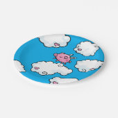 Fliegen-Schwein tanzt auf Wolkenplatte Pappteller (Schrägansicht)