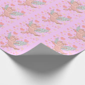 Fliegen-Schwein u. rosa Herzen Geschenkpapier (Ecke)