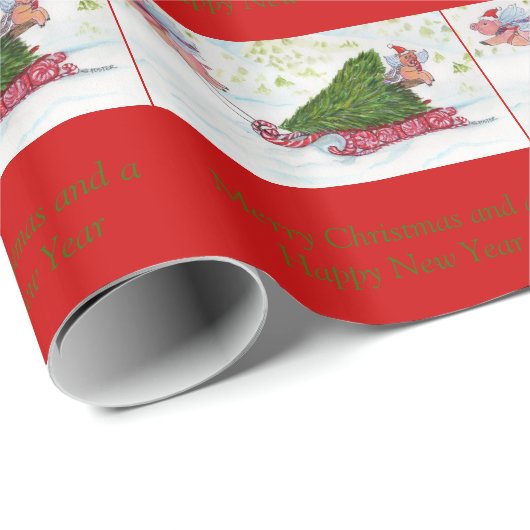 Fliegen-Schweine holen Zuhause den perfekten Geschenkpapier (Rolleneckpunkt)