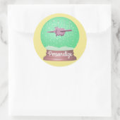 Fliegen Schweine Schneekugel niedlich einzigartig Runder Aufkleber (Tasche)