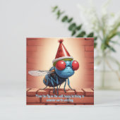 Fliegen Sie auf der Mauer Geburtstag: Satirisches  Karte (Stehend Vorderseite)